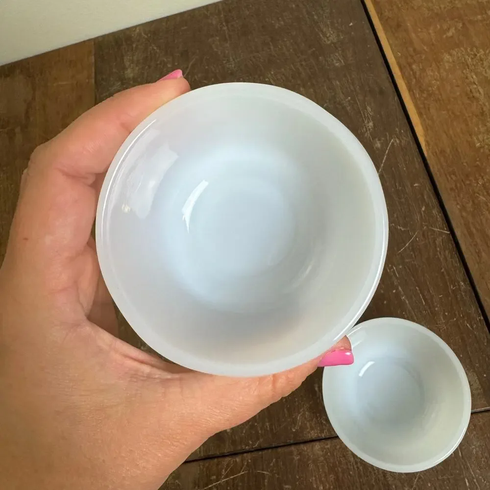 Vintage Ramekin Milk Glass Bowls Set of 2 Small Vintage Kitchen‎